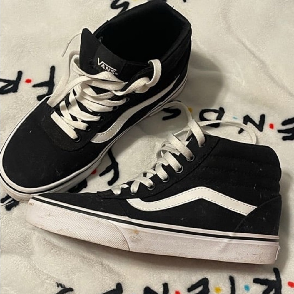 Vans Kids Black and White High-Top Sneakers